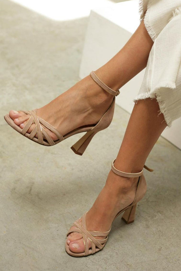 Women’s High Heels with Crisscross Front Straps and Ankle Strap