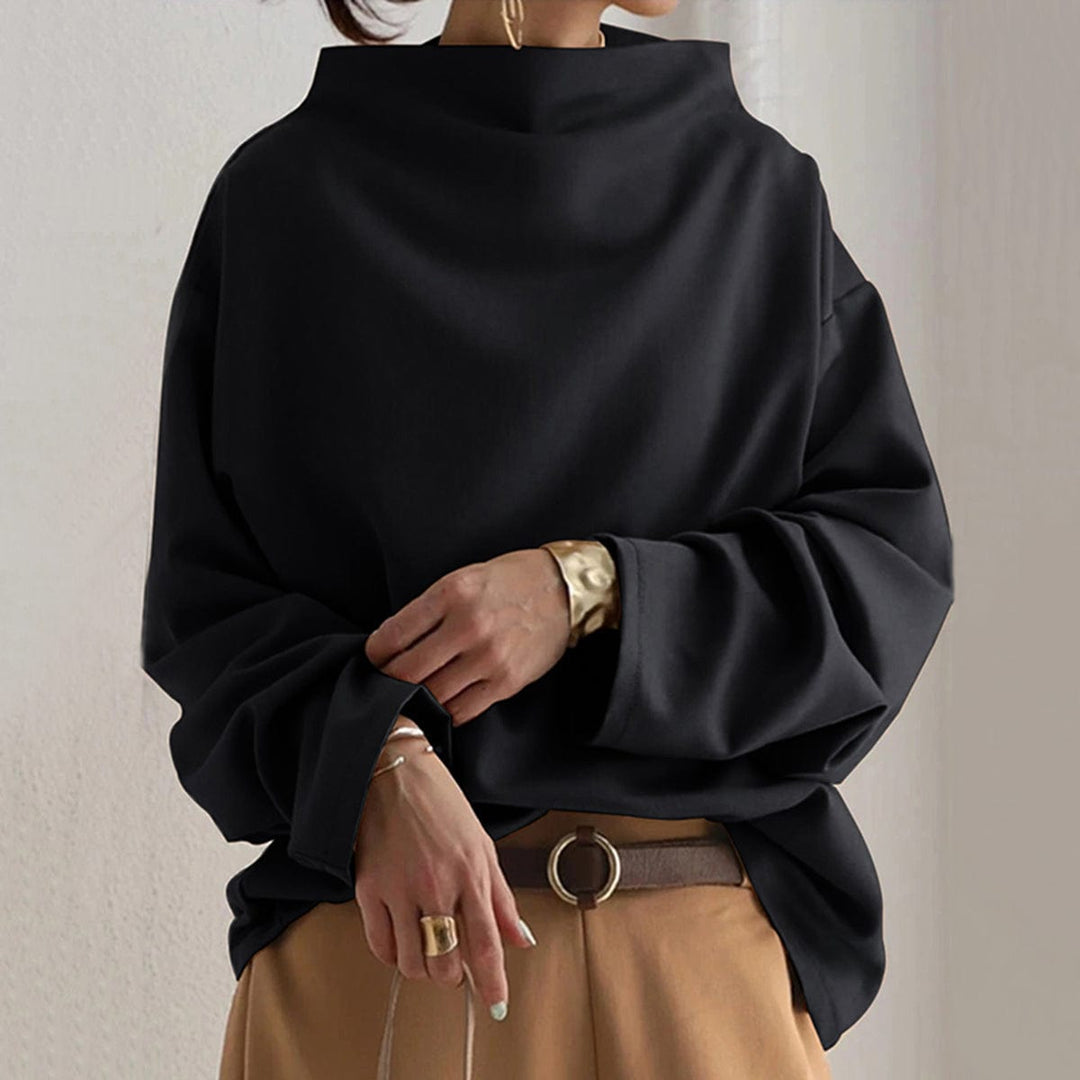 Women’s Jumper with Draped Neck and Long Sleeves