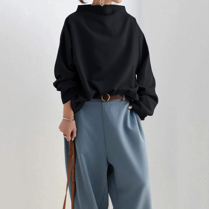 Women’s Jumper with Draped Neck and Long Sleeves