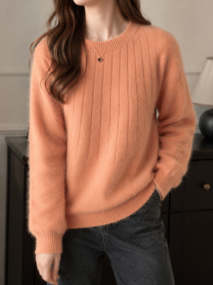 Women’s Jumper with Ribbed Crew Neck and Long Sleeves