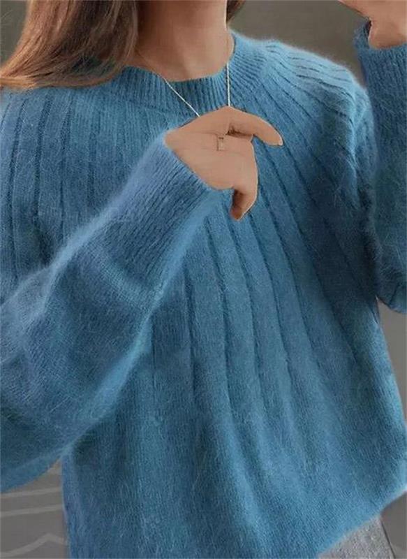 Women’s Jumper with Ribbed Crew Neck and Long Sleeves