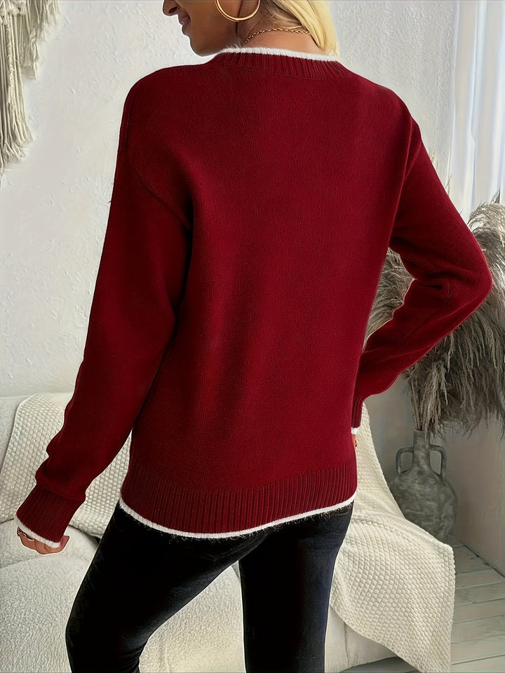 Back view showing shoulder seams and banded cuffs
