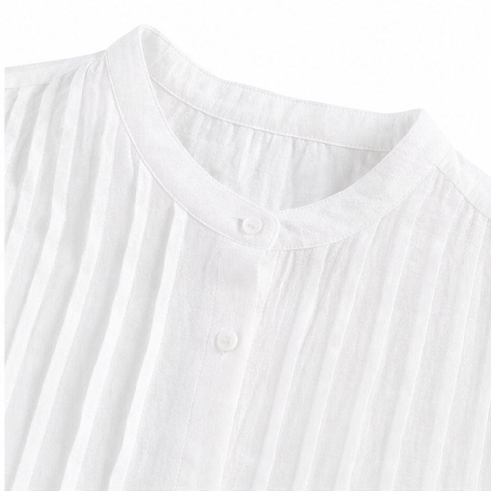 Detail view of stand collar and buttons