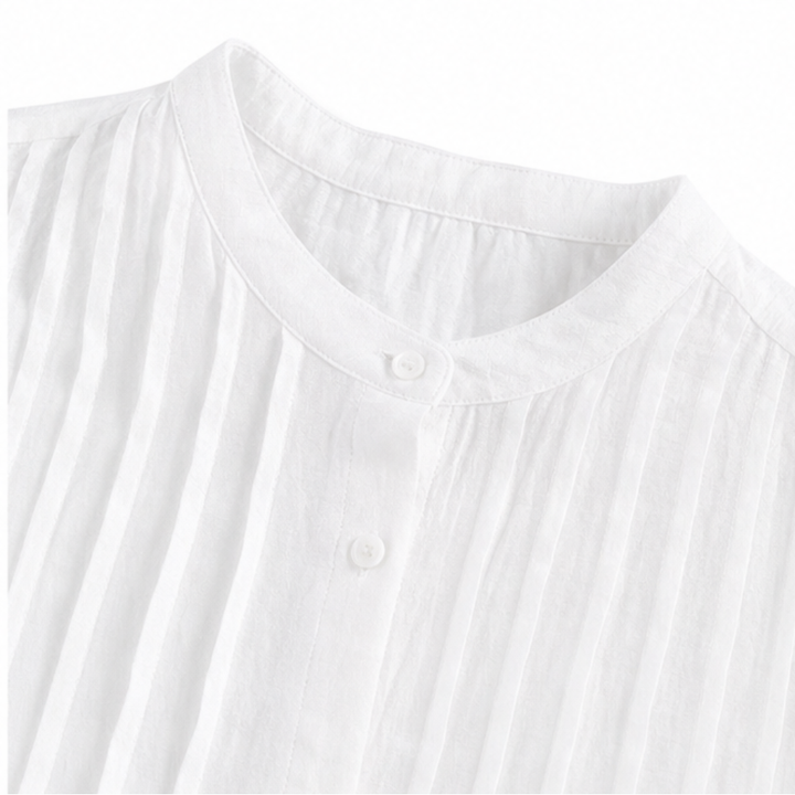 Detail view of stand collar and buttons