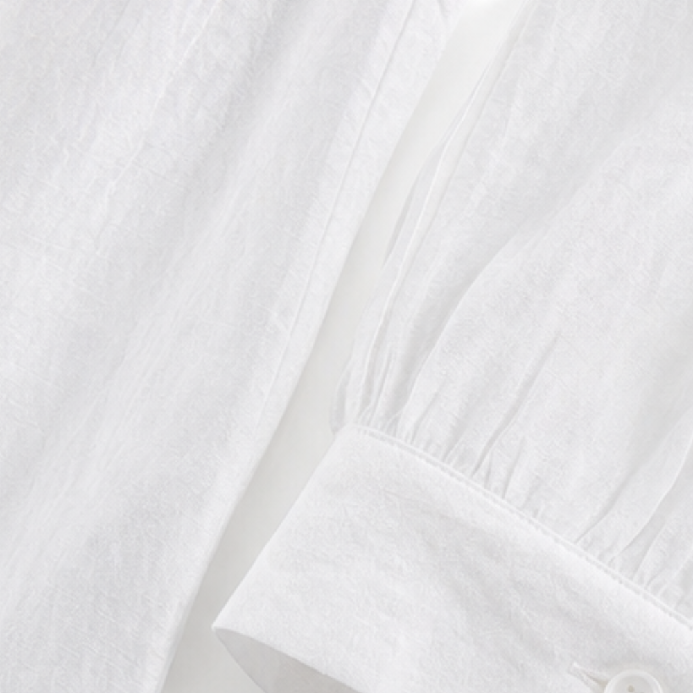 Detail view of banded cuff and sleeve
