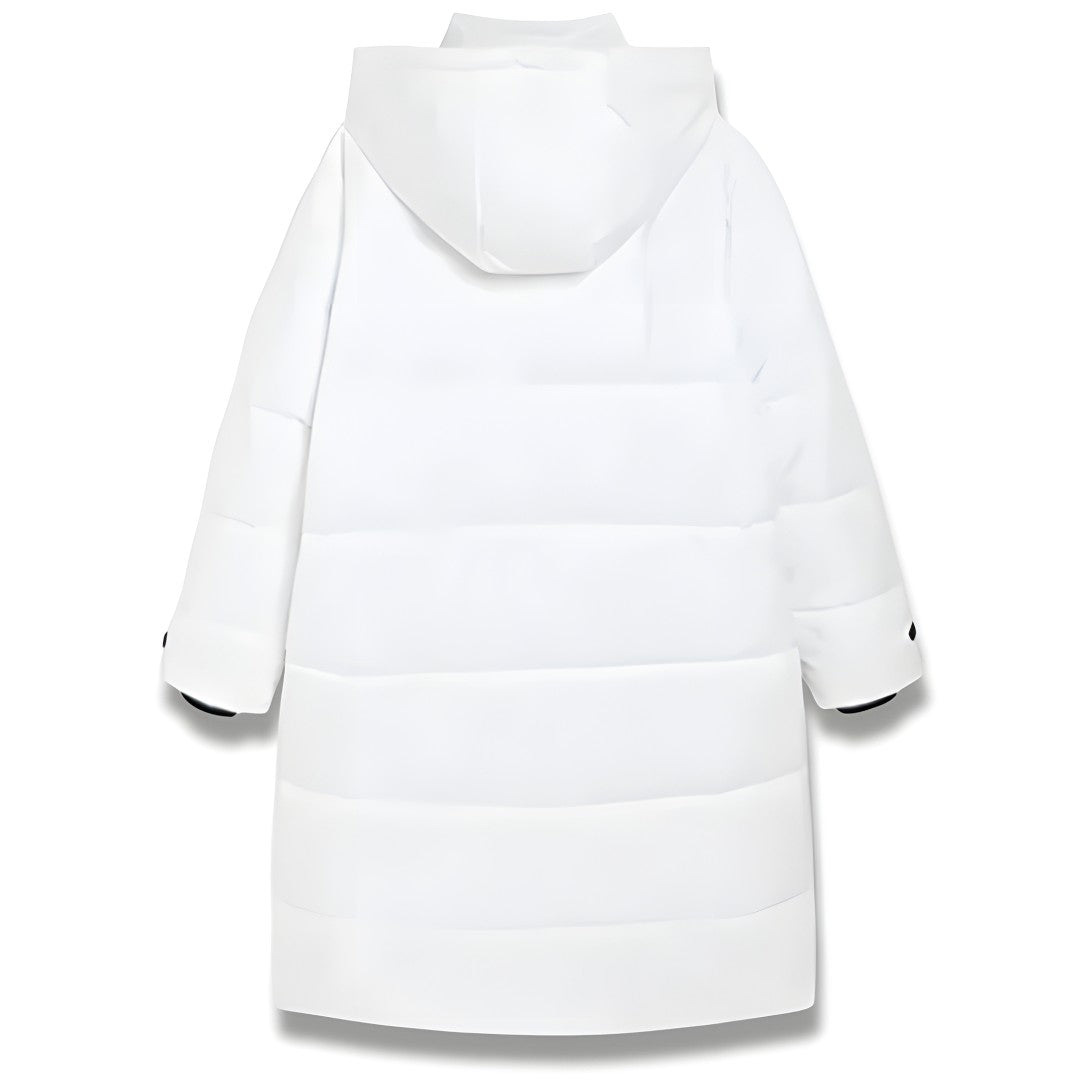 Back view showing hood and quilted body