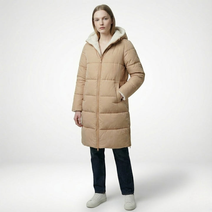 Front view showing hood, zip front and side pocket