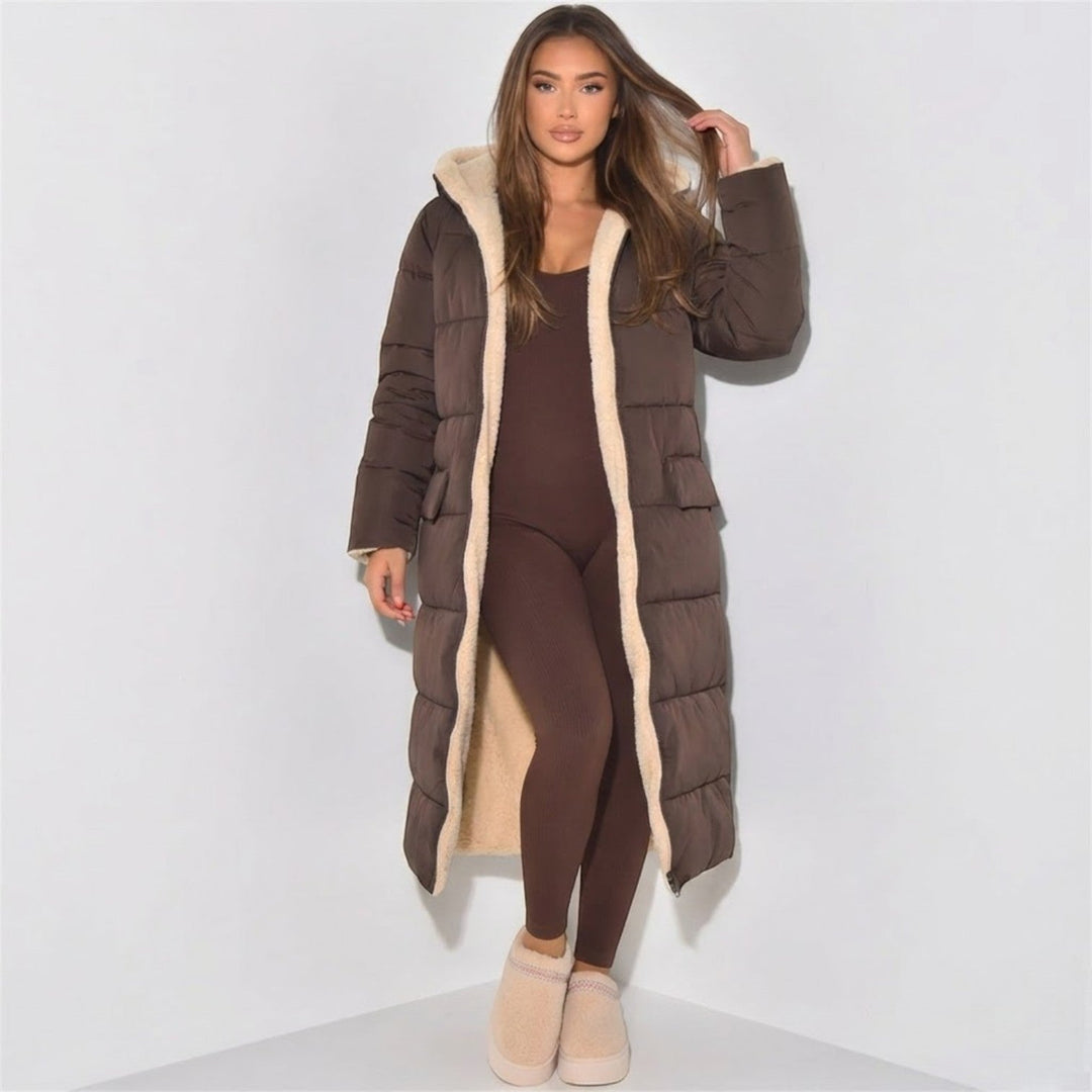 Front view of the coat, brown