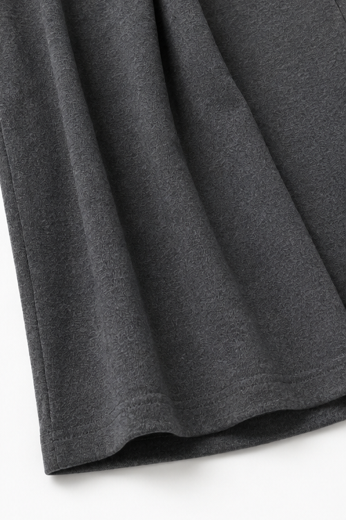 Detail view of the wide leg and hem