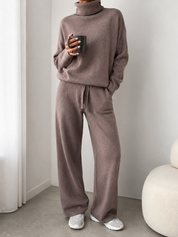 Women’s Loungewear Set with Turtleneck Top and Drawstring Pants