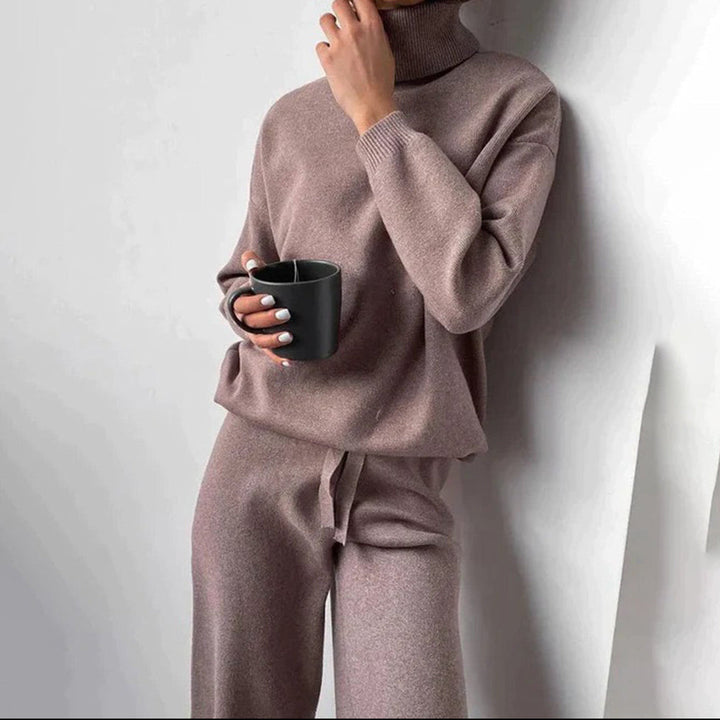 Women’s Loungewear Set with Turtleneck Top and Drawstring Pants