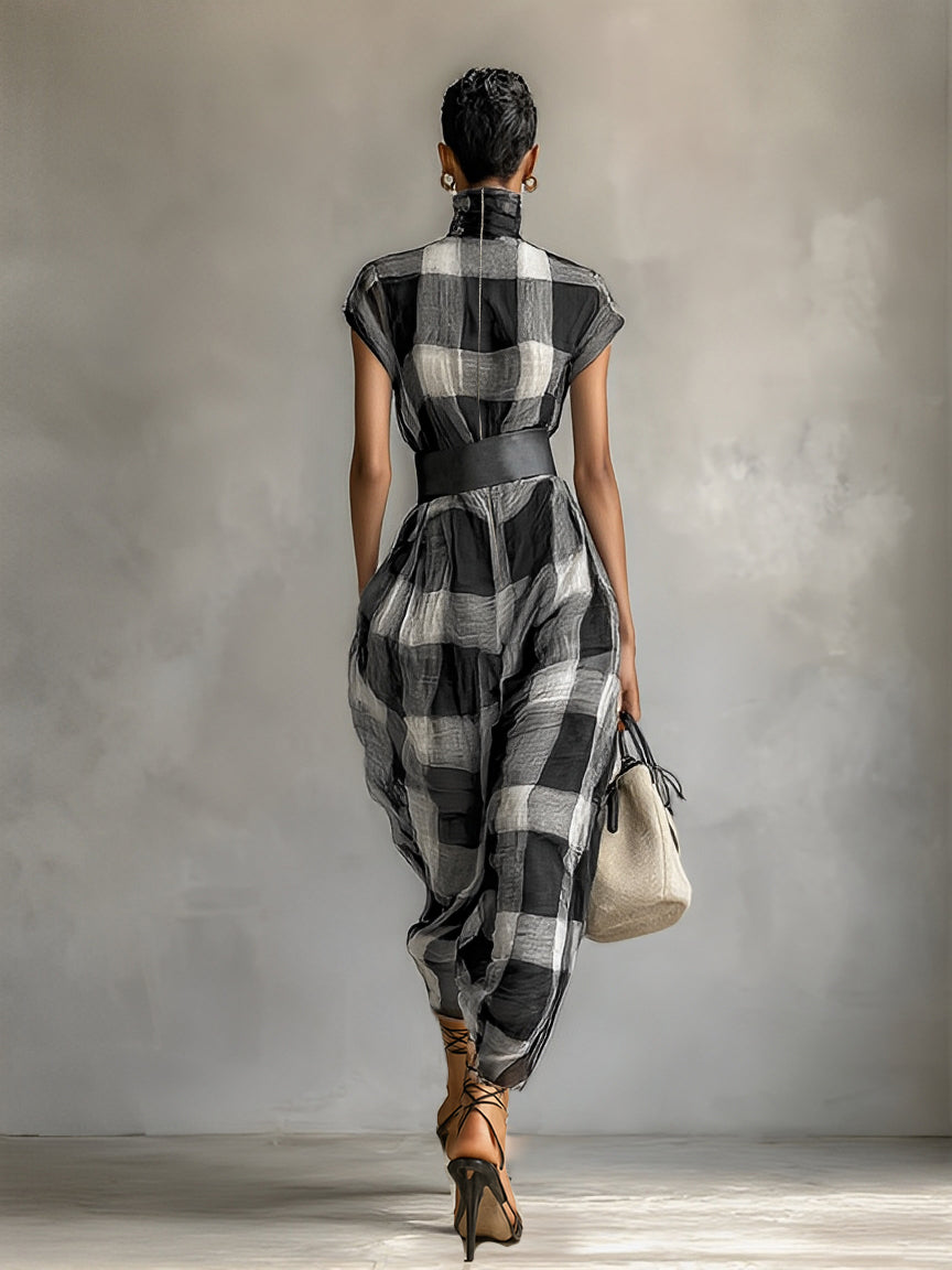 Women’s Maxi Dress with High Neck and Cap Sleeves