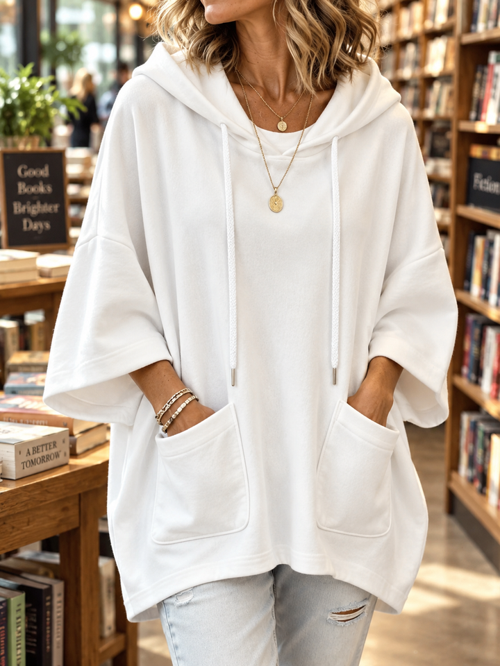 Women’s Oversized Hoodie with Drawstring Detail and Front Patch Pockets