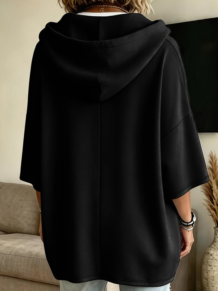 Women’s Oversized Hoodie with Drawstring Detail and Front Patch Pockets