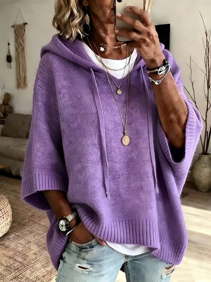 Women’s Oversized Hoodie with Drawstring Detail and Ribbed Trim