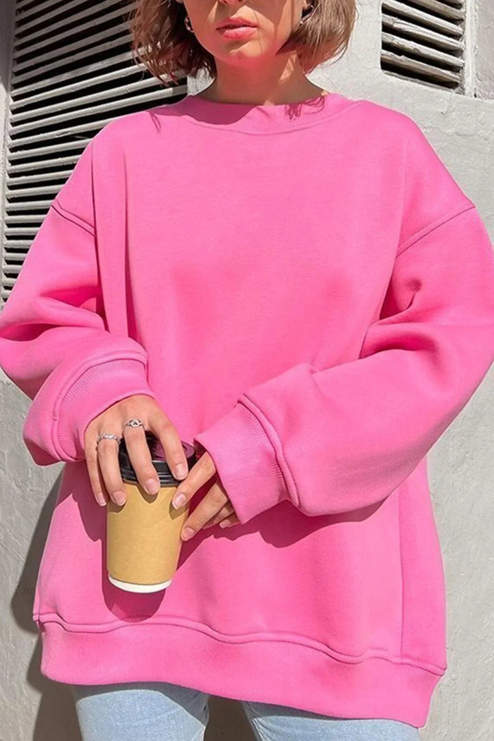 Women’s Oversized Jumper with Crew Neck and Dropped Shoulders