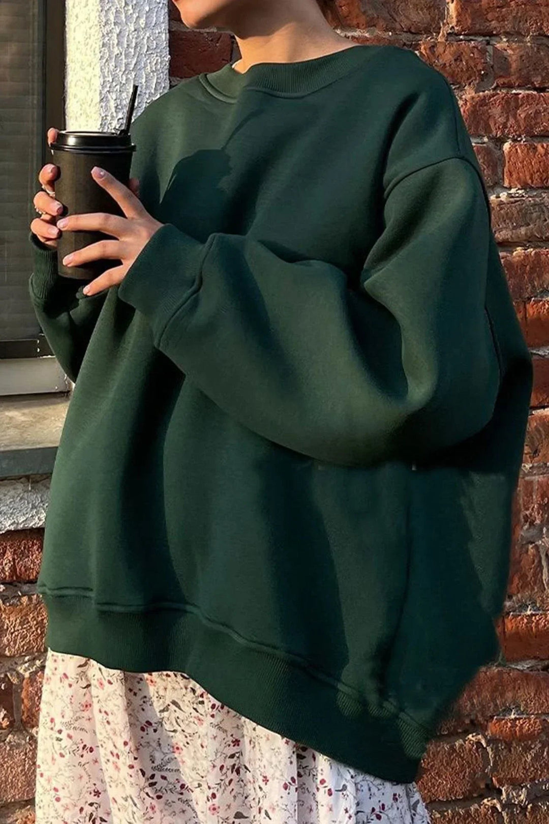 Women’s Oversized Jumper with Crew Neck and Dropped Shoulders