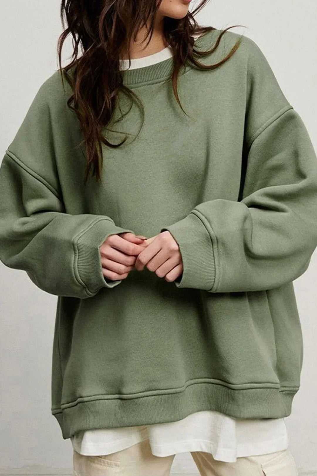 Women’s Oversized Jumper with Crew Neck and Dropped Shoulders