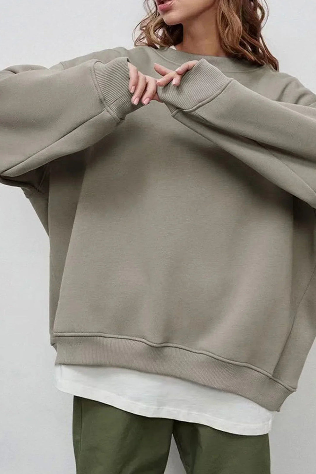 Women’s Oversized Jumper with Crew Neck and Dropped Shoulders