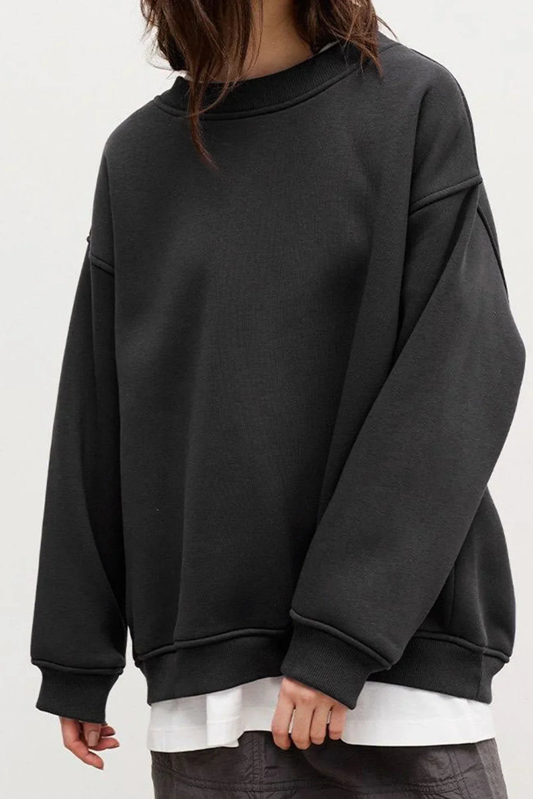 Women’s Oversized Jumper with Crew Neck and Dropped Shoulders