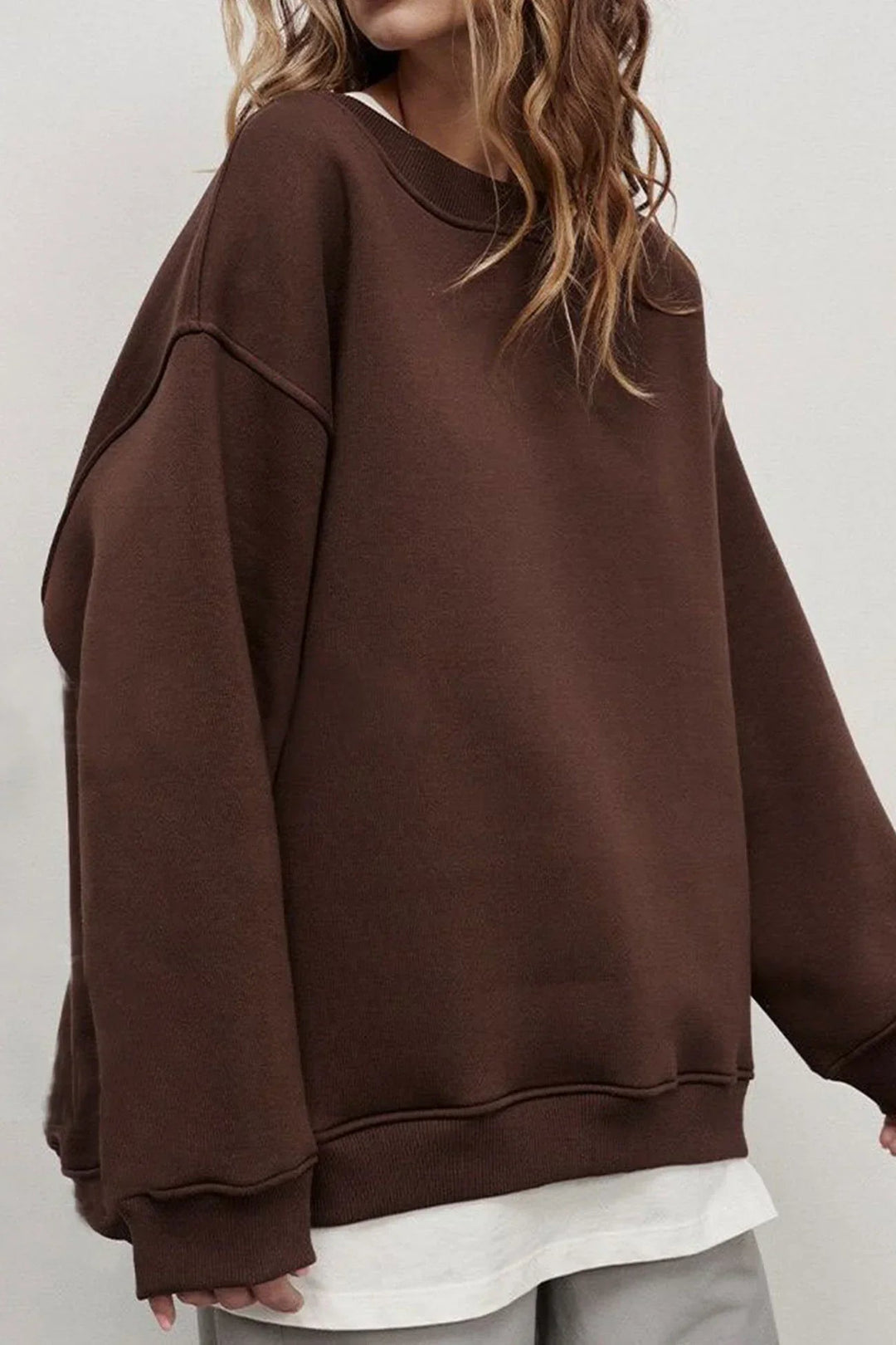 Women’s Oversized Jumper with Crew Neck and Dropped Shoulders
