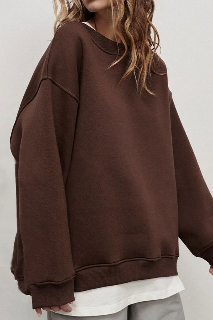 Women’s Oversized Jumper with Crew Neck and Dropped Shoulders