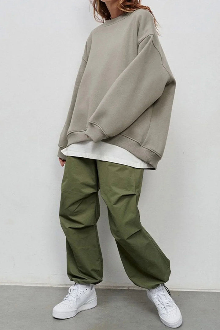 Women’s Oversized Jumper with Crew Neck and Dropped Shoulders