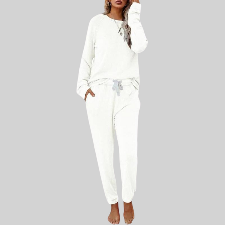 Women’s Sweat Set with Round Neck Top and Drawstring Pants