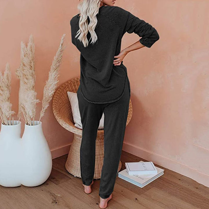 Women’s Sweat Set with Round Neck Top and Drawstring Pants