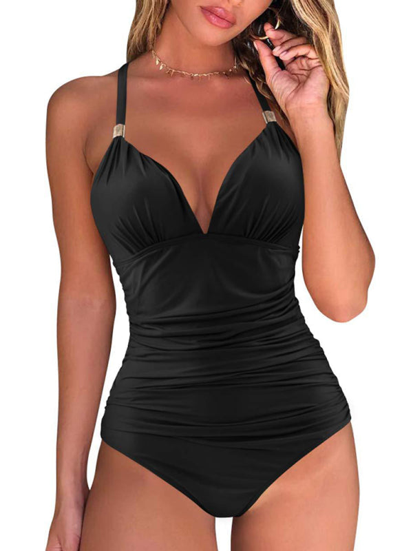 Women’s Swimsuit with Halter Neck and Ruched Sides