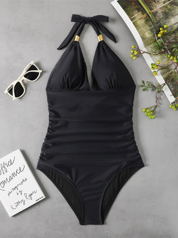 Women’s Swimsuit with Halter Neck and Ruched Sides
