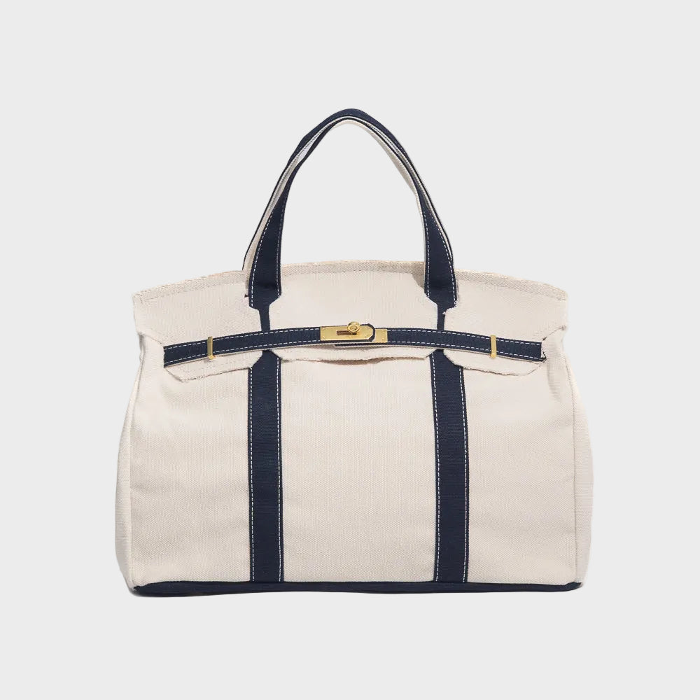 Women’s Tote Bag with Top Handles and Front Turn-Lock Strap