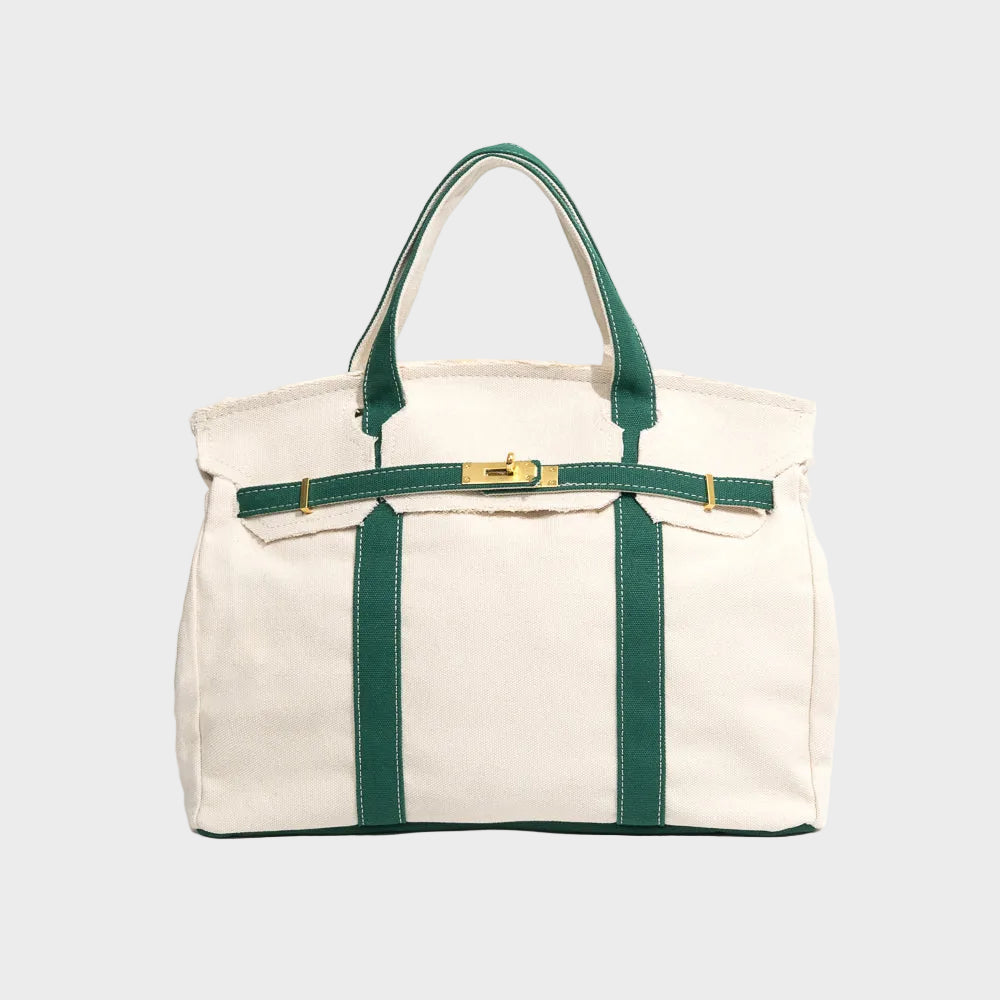 Women’s Tote Bag with Top Handles and Front Turn-Lock Strap