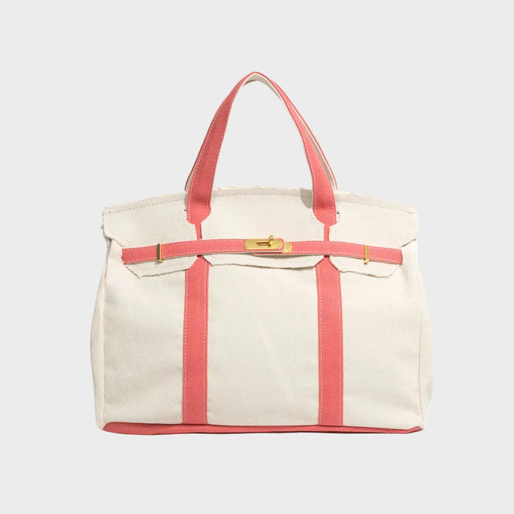 Women’s Tote Bag with Top Handles and Front Turn-Lock Strap