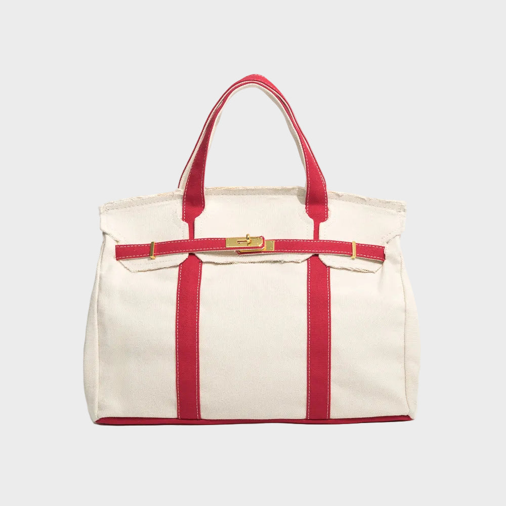 Women’s Tote Bag with Top Handles and Front Turn-Lock Strap