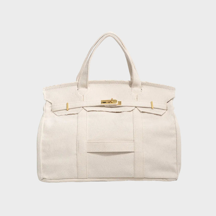 Women’s Tote Bag with Top Handles and Front Turn-Lock Strap