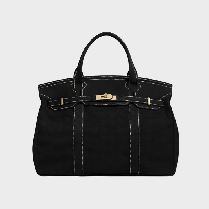 Women’s Tote Bag with Top Handles and Front Turn-Lock Strap