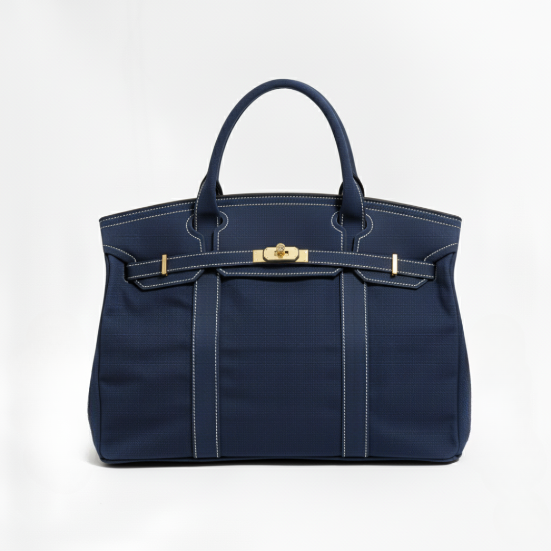Women’s Tote Bag with Top Handles and Front Turn-Lock Strap