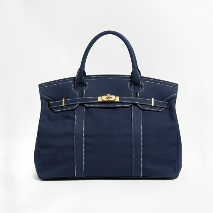 Women’s Tote Bag with Top Handles and Front Turn-Lock Strap