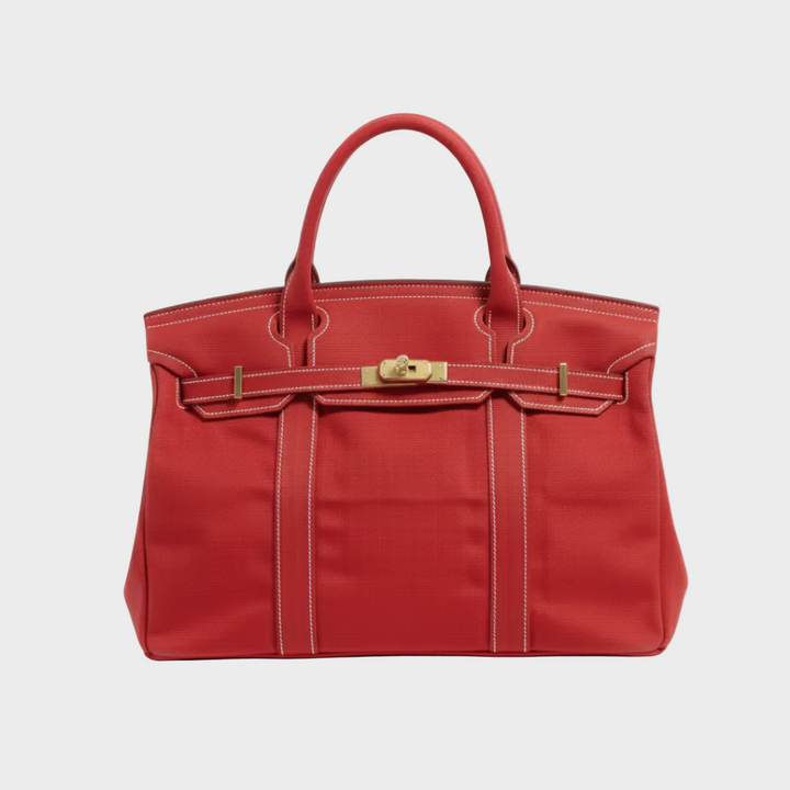 Women’s Tote Bag with Top Handles and Front Turn-Lock Strap