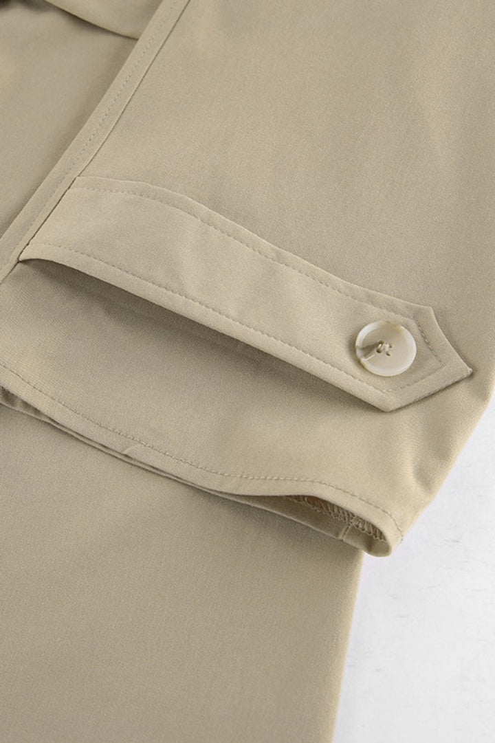 Women’s Trench Coat with Fold-Down Collar and Waist Tie