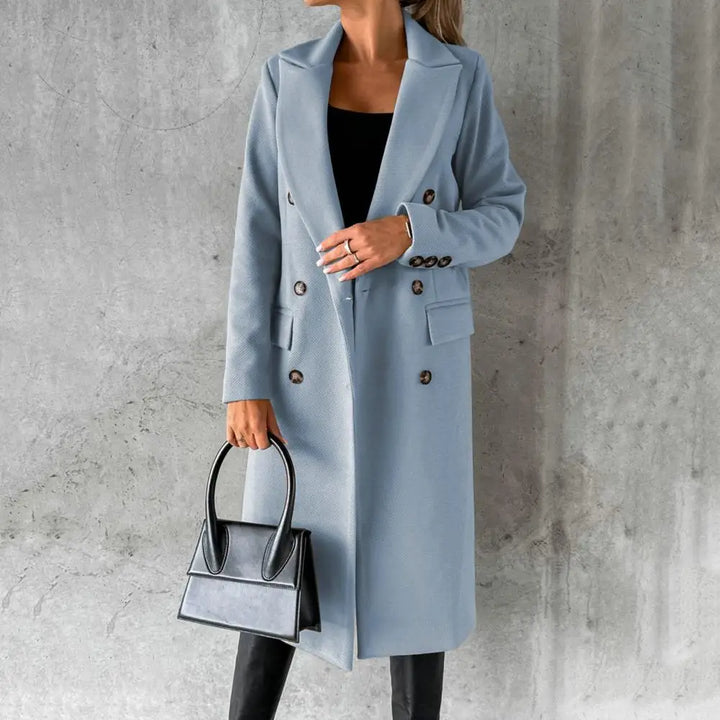 Women’s Trench Coat with Notched Lapel and Button Front