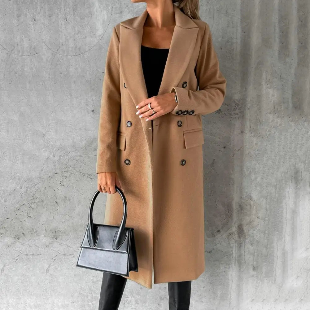 Women’s Trench Coat with Notched Lapel and Button Front