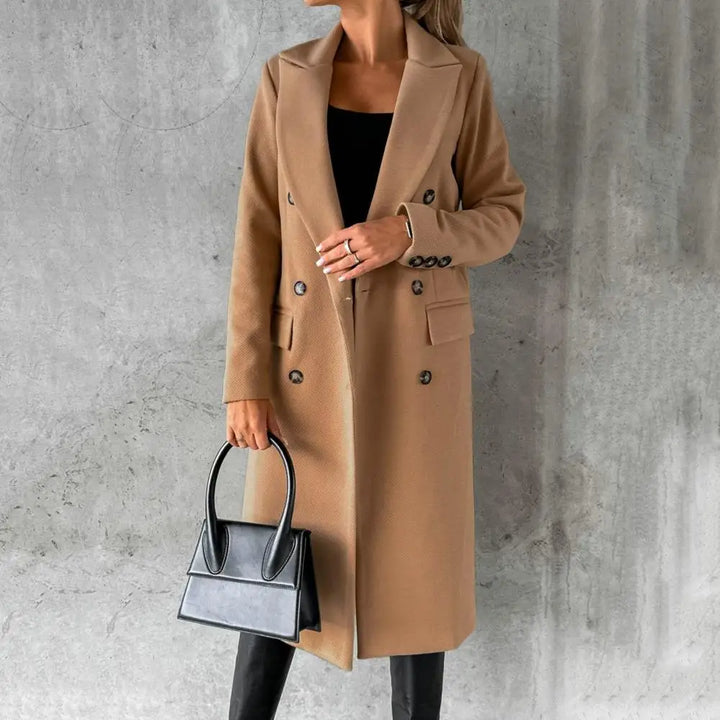 Women’s Trench Coat with Notched Lapel and Button Front