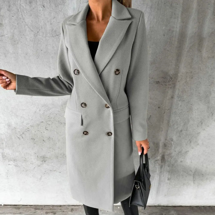 Women’s Trench Coat with Notched Lapel and Button Front