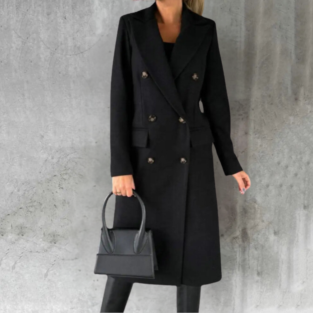 Women’s Trench Coat with Notched Lapel and Button Front