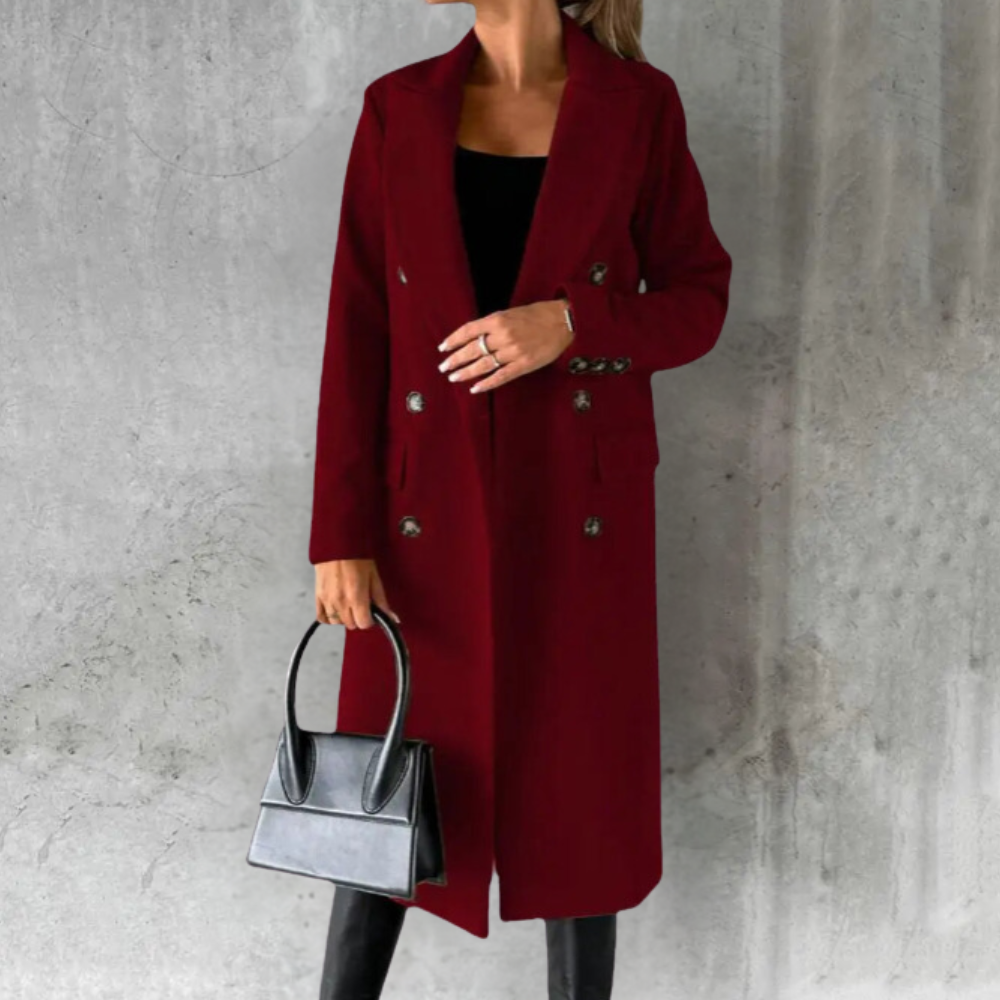 Women’s Trench Coat with Notched Lapel and Button Front
