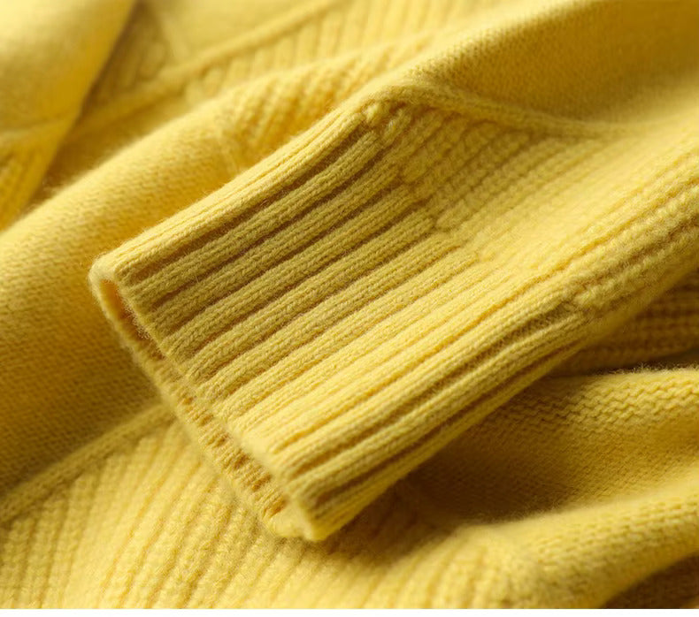 Women’s Turtleneck Jumper with Diamond Panel Detail and Ribbed Trim