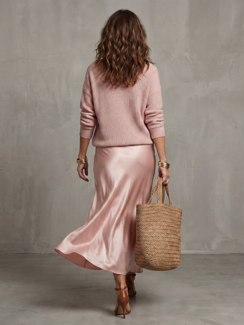 Back view of jumper and skirt