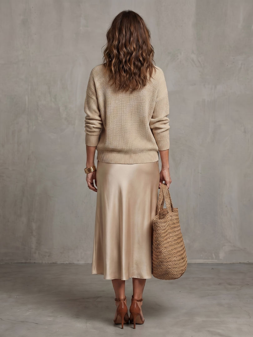 Back view of jumper and skirt